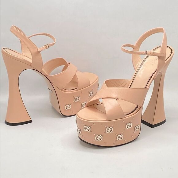 Gucci Interlocking GG stud-detailed platform sandals size 40 - Picture 5 of 13